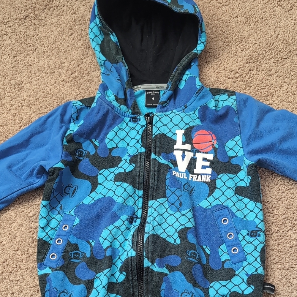 Paul Frank Blue and Black Camouflage Hoodie